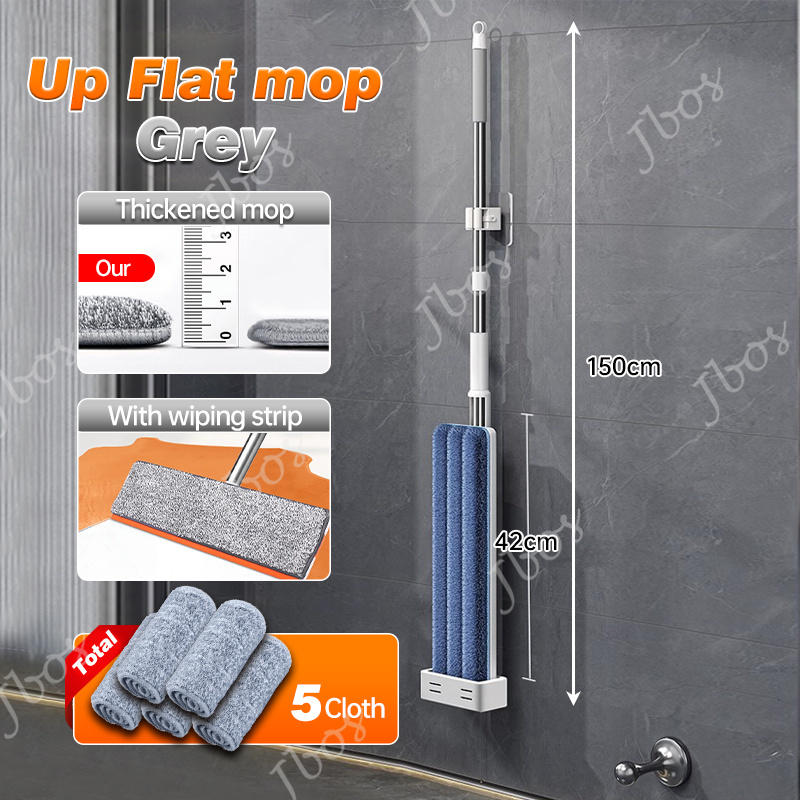 Jbos Flat Mop Free Hand Washing 42cm Mop 360 Rotating Lengthen Squeeze Mop Microfiber Floor Cleaning