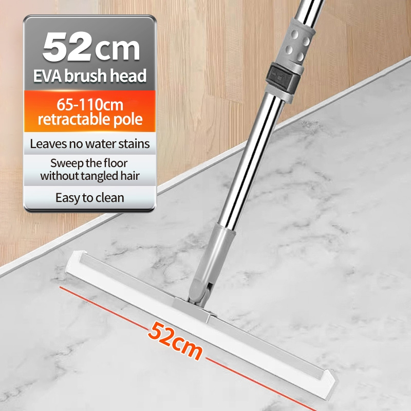 Jbos Magic Broom with Rubber Scraper for Bathroom Floor Glass Windows Wiper Remove Dirt&Hair