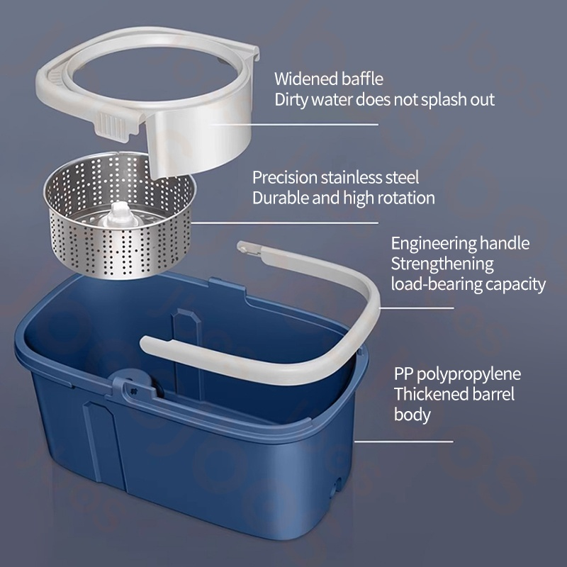Jbos Tornado Mop with Spinner and Bucket Upgraded Mop Bar Thickened Mop Cloth Complete Set Mop
