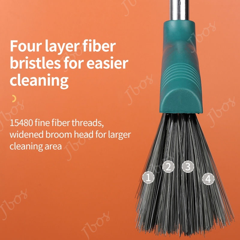 Jbos 2in1 Household Floor Cleaning Set Broom & Dustpan Set Sturdy & Durable Thick Steel Broom