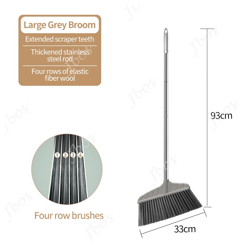 Jbos 2in1 Household Floor Cleaning Set Broom & Dustpan Set Sturdy & Durable Thick Steel Broom