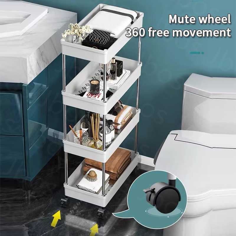 Jbos 3/4/5 Layer Moving Rack Bathroom Storage Shelf Gap shelf shampoo Bedroom Organizer Rack