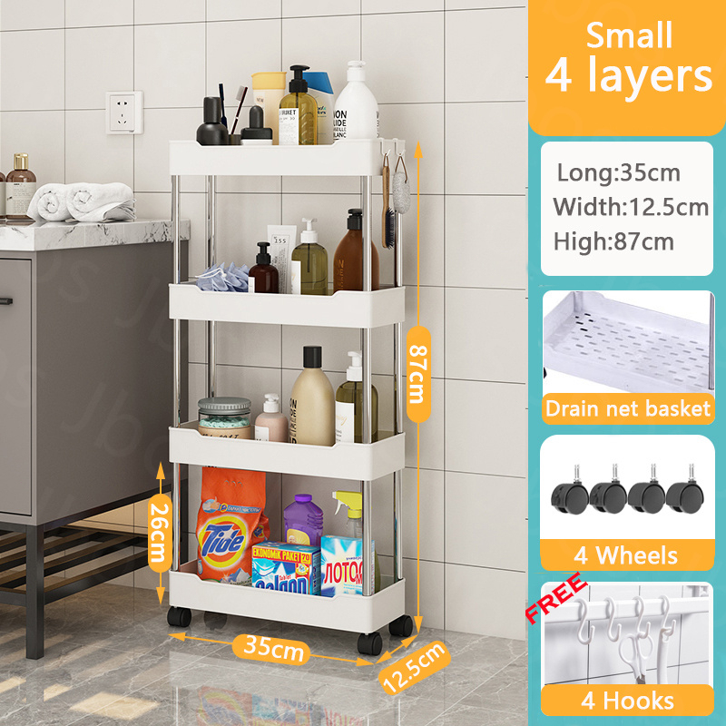 Jbos 3/4/5 Layer Moving Rack Bathroom Storage Shelf Gap shelf shampoo Bedroom Organizer Rack