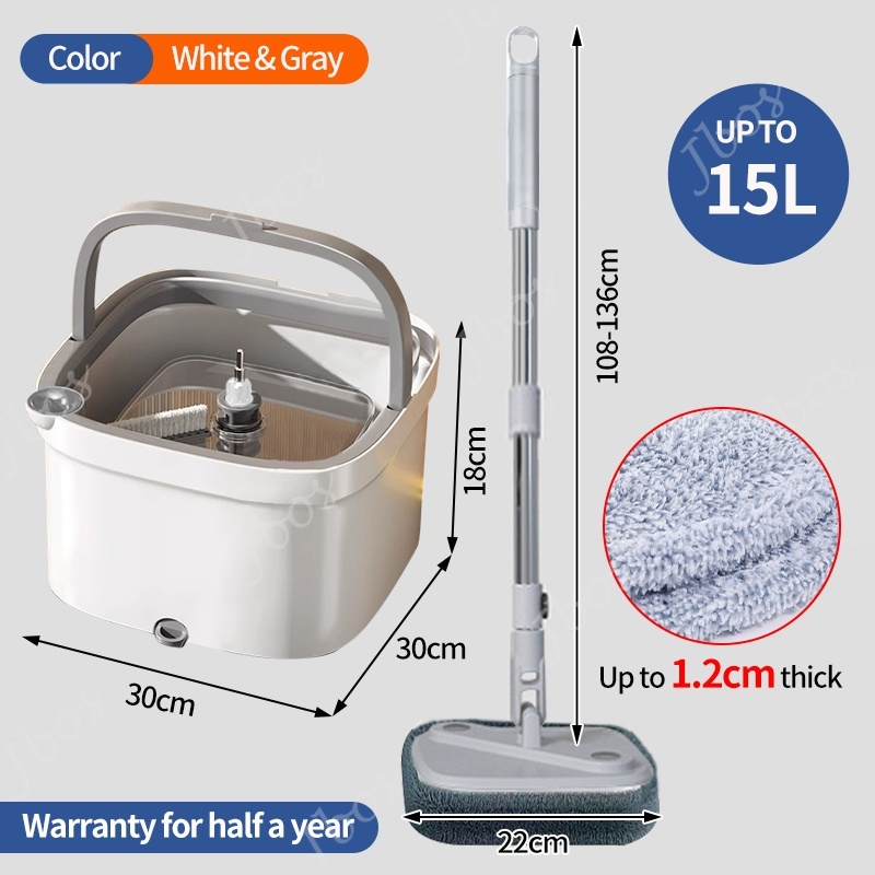Jbos Self Wash Spin Mop with Bucket Clean&Dirty Water Separation 360 Rotating Flat Mop Floor Mop