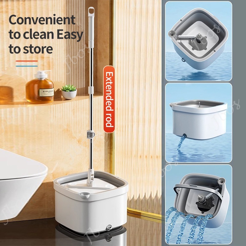 Jbos Self Wash Spin Mop with Bucket Clean&Dirty Water Separation 360 Rotating Flat Mop Floor Mop