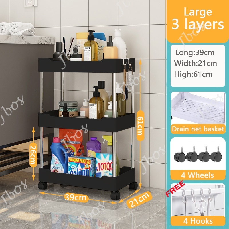 Jbos 3/4/5 Layer Moving Rack Bathroom Storage Shelf Gap shelf shampoo Bedroom Organizer Rack