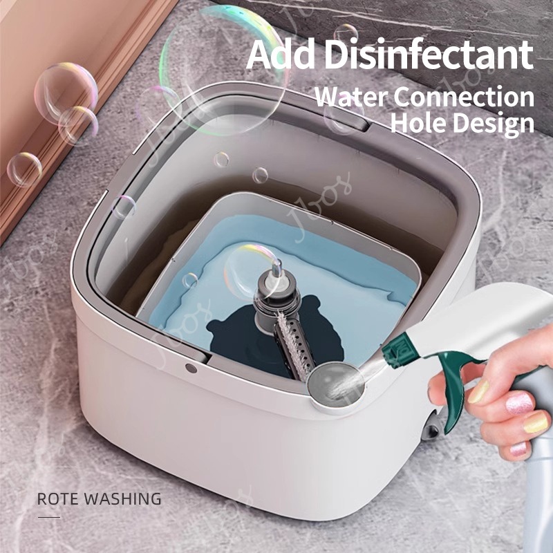 Jbos Self Wash Spin Mop with Bucket Clean&Dirty Water Separation 360 Rotating Flat Mop Floor Mop