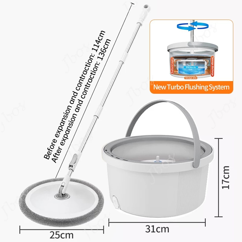 Jbos Self Wash Spin Mop Clean & Dirty Water Separation Flat Mop 360 Rotating Mop Floor Cleaning