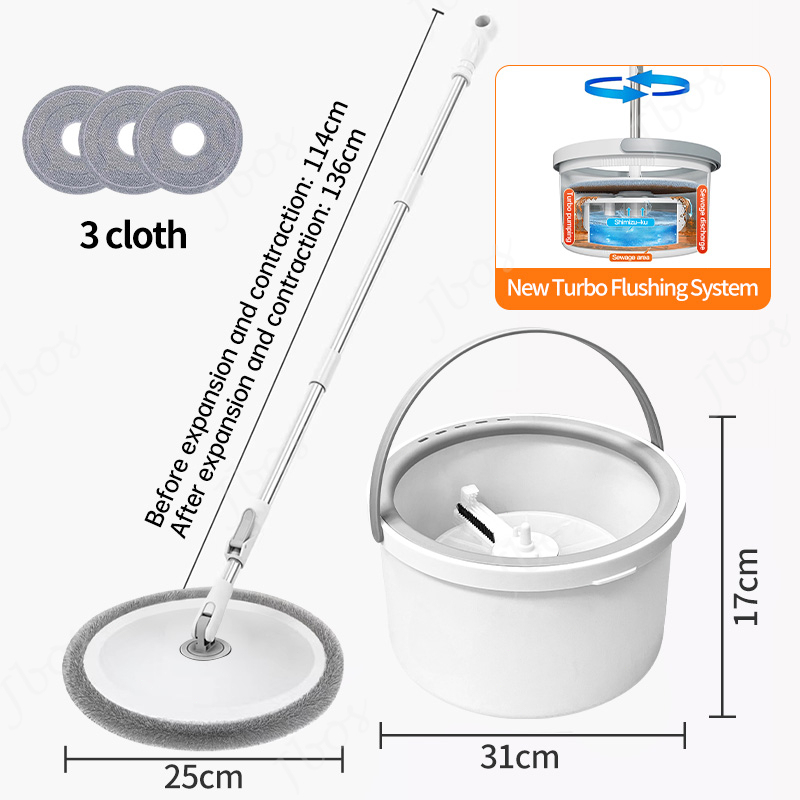 Jbos Self Wash Spin Mop Clean & Dirty Water Separation Flat Mop 360 Rotating Mop Floor Cleaning