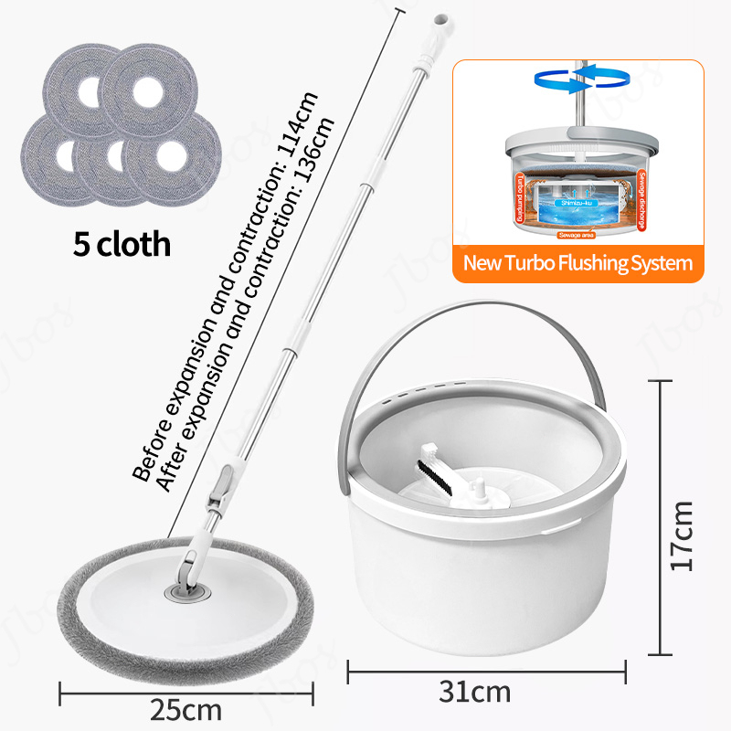 Jbos Self Wash Spin Mop Clean & Dirty Water Separation Flat Mop 360 Rotating Mop Floor Cleaning