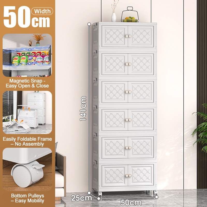 Jbos 50-80cm Foldable Storage Cabinet with Magnetic Suction Door Megabox Cabinet Organizer