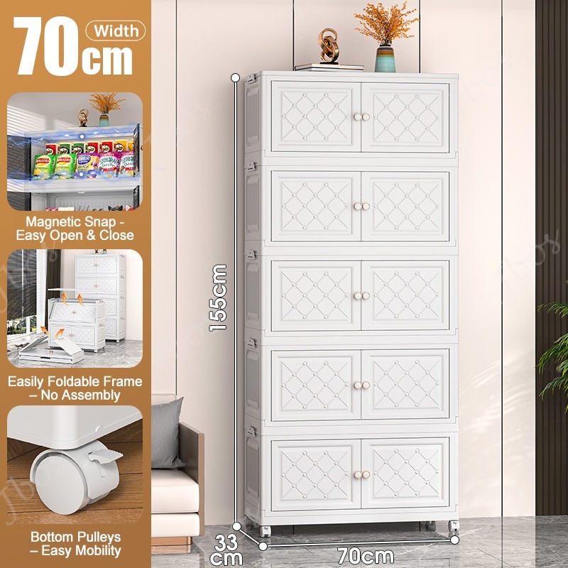 Jbos 50-80cm Foldable Storage Cabinet with Magnetic Suction Door Megabox Cabinet Organizer