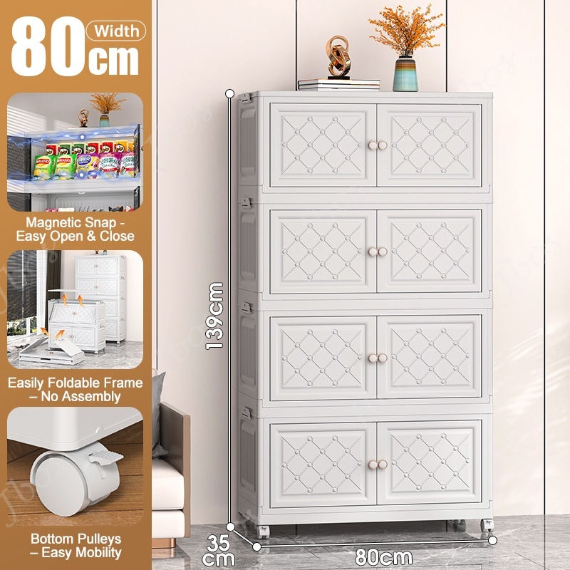 Jbos 50-80cm Foldable Storage Cabinet with Magnetic Suction Door Megabox Cabinet Organizer