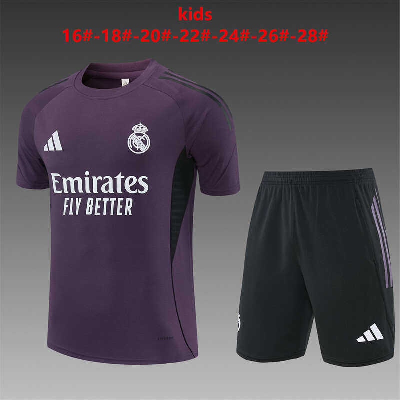 2026 27 Kids Short Sleeve Real Madrid Purple Soccer Jersey