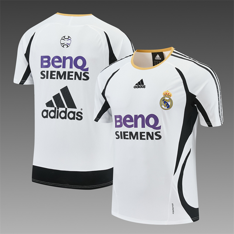 Real Madrid 2006 2007 White Retro Short Sleeve Training Jersey