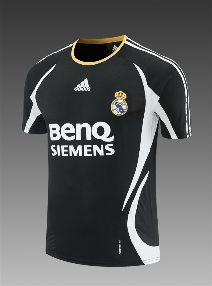 Real Madrid 2006 2007 Black Retro Short Sleeve Training Top