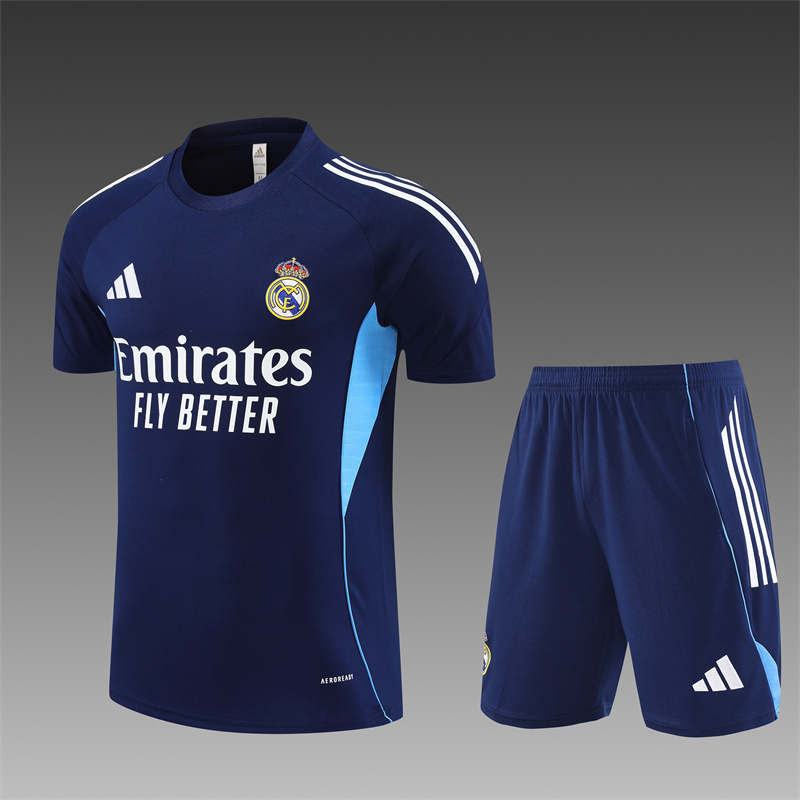 Adult Short Sleeve Real Madrid Royal Blue Training Suit 2025 2026