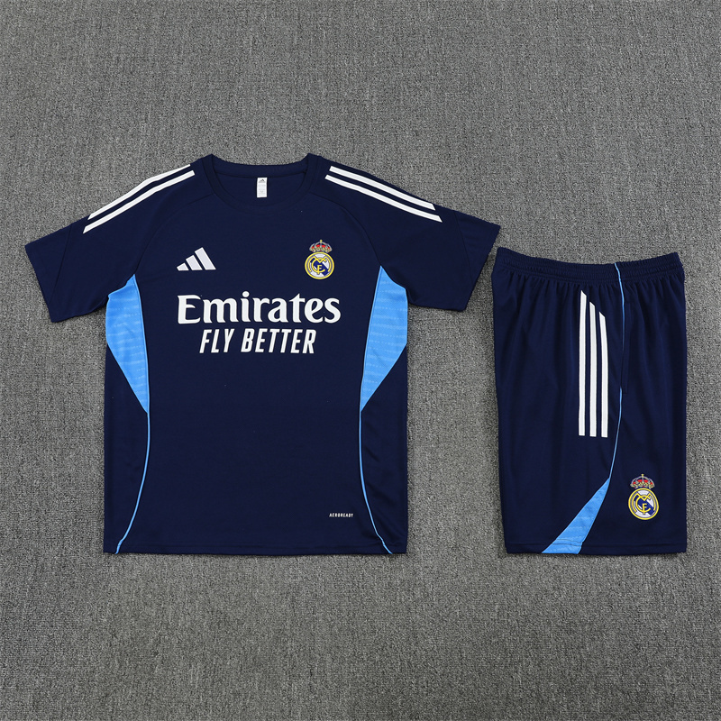 Adult Short Sleeve Real Madrid Royal Blue Training Suit 2025 2026