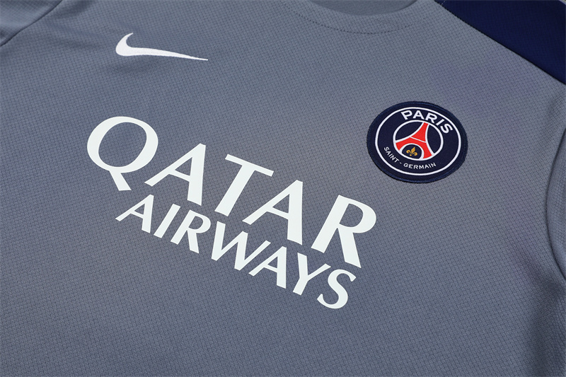 Adult Short Sleeve Paris Gray Soccer Training Suit 2025 2026