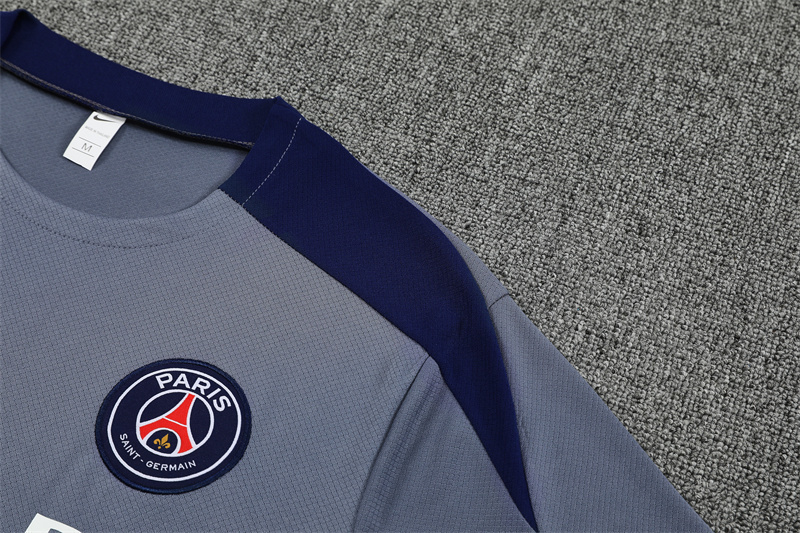 Adult Short Sleeve Paris Gray Soccer Training Suit 2025 2026