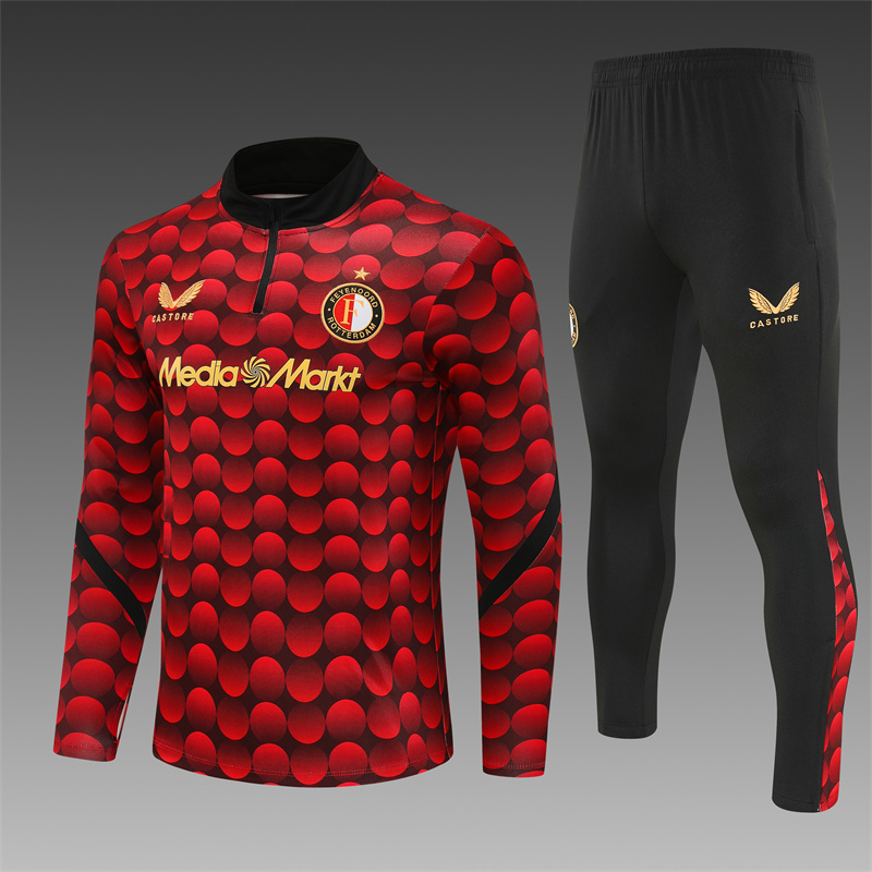 2026-25  Feyenoord Red Black Camouflage Football Jersey