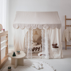 Children's Tent - 100% Cotton Canvas Double-Door Indoor Playhouse for Boys & Girls Home Castle Toy House - Korean-Style Mini House SKM-26