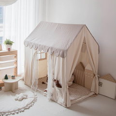 Children's Tent - 100% Cotton Canvas Double-Door Indoor Playhouse for Boys & Girls Home Castle Toy House - Korean-Style Mini House SKM-26