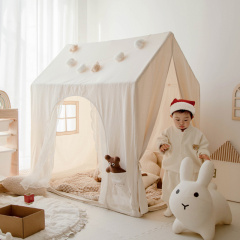 Children's Tent - 100% Cotton Canvas Double-Door Indoor Playhouse for Boys & Girls Home Castle Toy House - Korean-Style Mini House SKM-26