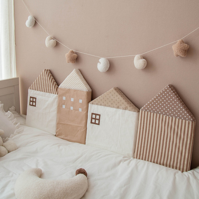 Crib Bumper Set for Baby Crib Pure Cotton House-Shaped Soft Cushioning Detachable Washable Guardrail Pillow Model: CW-13