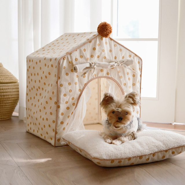 Pet Tent Winter & Summer Insulated Cat Bed Dog Bed Canvas Small-Medium House Pet Bed Indoor Washable Cat House Model: cwfz-03