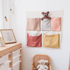 Fabric Hanging Bag for Children's Room Wall Storage Bedside Dormitory Clutter Organizer Home Use Hanging Storage Pocket Model: SNGD-16