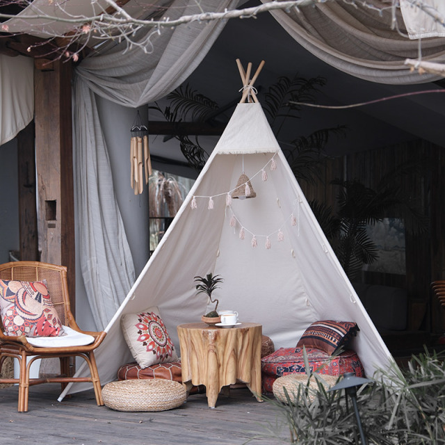 Adult Tent Cabin Hotel - Extra Large & Tall Indian Teepee Playhouse for Indoor/Outdoor Decorative Castle Model: cryda02