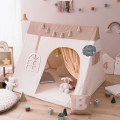 Korean Kids Tent Indoor 100% Cotton Baby Playhouse Home Use for Boys and Girls Color-Blocked Triangle Playhouse Toy House Model: xpzp-066