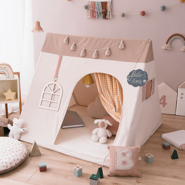 Korean Kids Tent Indoor 100% Cotton Baby Playhouse Home Use for Boys and Girls Color-Blocked Triangle Playhouse Toy House Model: xpzp-066