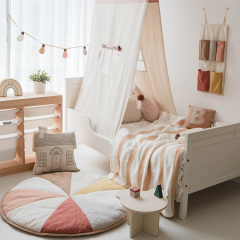 Round Floor Mat for Kids' Room Bedside Pad Reading Area Study Tent Mat Creative Color-Blocked 100% Cotton Thickened Pad lrfcyxdd-01