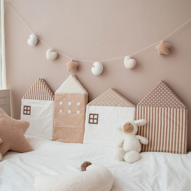 Crib Bumper Set for Baby Crib Pure Cotton House-Shaped Soft Cushioning Detachable Washable Guardrail Pillow Model: CW-13