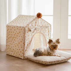 Pet Tent Winter & Summer Insulated Cat Bed Dog Bed Canvas Small-Medium House Pet Bed Indoor Washable Cat House Model: cwfz-03