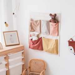 Fabric Hanging Bag for Children's Room Wall Storage Bedside Dormitory Clutter Organizer Home Use Hanging Storage Pocket Model: SNGD-16