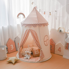 Yurt Tent Children's Indoor Playhouse Polka Dot Cottage Castle for Boys and Girls Pretend Play Playhouse bdmgb-02
