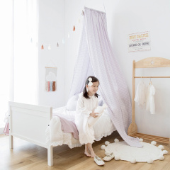 Bed Canopy for Children's Room - Home Decor Curtain Pure Cotton Checkered Bedhead Light-Blocking Sheer Canopy No Installation Required - Ceiling-Mounted Tent Model: MZ-63