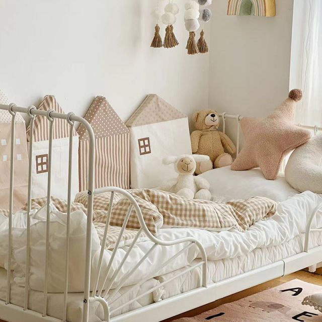 Crib Bumper Set for Baby Crib Pure Cotton House-Shaped Soft Cushioning Detachable Washable Guardrail Pillow Model: CW-13