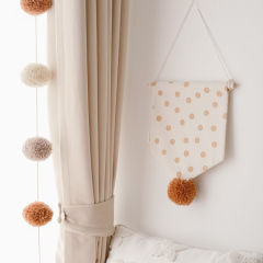 Fabric Hanging Flag Nordic Canvas Print Embroidered Pom-Pom Hanging Decoration Children's Room Home Decor Wall Hanging Model BGSP-31