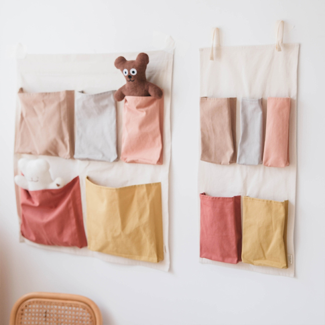 Fabric Hanging Bag for Children's Room Wall Storage Bedside Dormitory Clutter Organizer Home Use Hanging Storage Pocket Model: SNGD-16