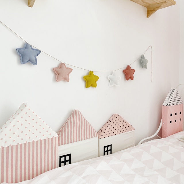 DQ-31 Handmade Pure Cotton Star Bunting Flags, Five-pointed Star Decorative Pennants, Wall Hangings for Kids’ Room & Birthday Party Decoration