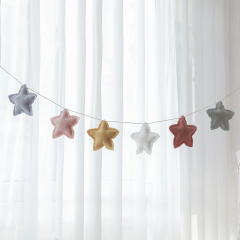 DQ-31 Handmade Pure Cotton Star Bunting Flags, Five-pointed Star Decorative Pennants, Wall Hangings for Kids’ Room & Birthday Party Decoration