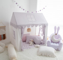 Children's Tent: Indoor Korean-Style 100% Cotton Checkered Playhouse, Little House, Princess Castle, for Boys and Girls, Home Toy House, ZP-535