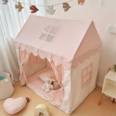 Children's Tent: Indoor Korean-Style 100% Cotton Checkered Playhouse, Little House, Princess Castle, for Boys and Girls, Home Toy House, ZP-535