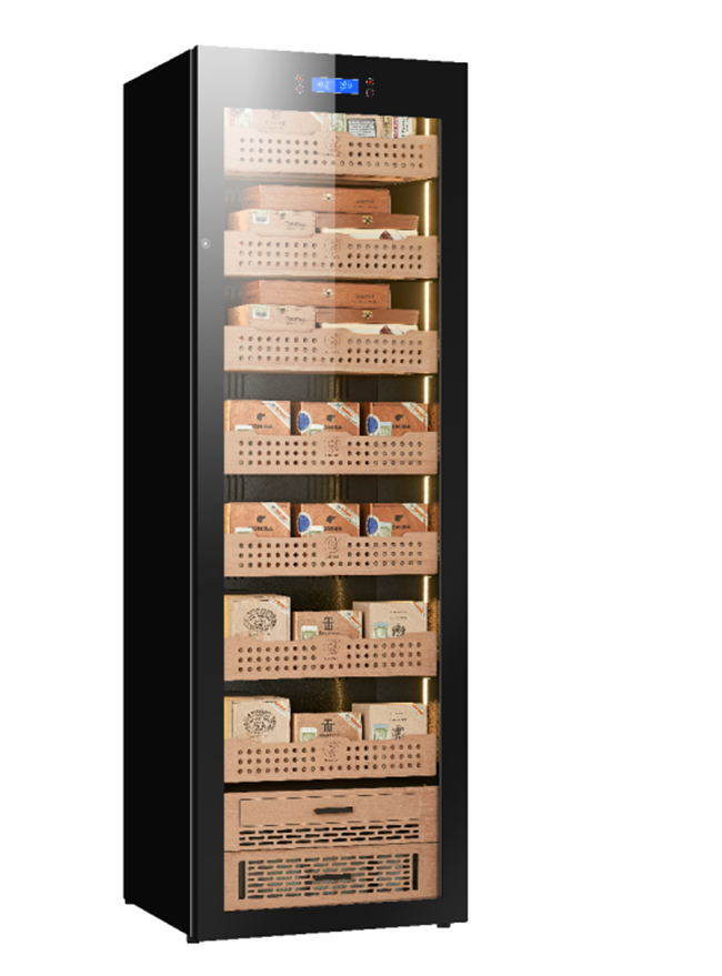 High Quality Stainless Steel Cigar Humidor Constant Temperature and Humidity Controlled Spanish Cedar Wood Shelves Cigar Cabinet