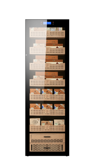 High Quality Stainless Steel Cigar Humidor Constant Temperature and Humidity Controlled Spanish Cedar Wood Shelves Cigar Cabinet