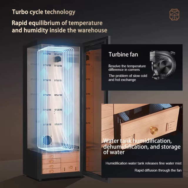 High quality electric tea cabinet constant temperature and humidity controlled tea preservation cabinet with beech wood shelves